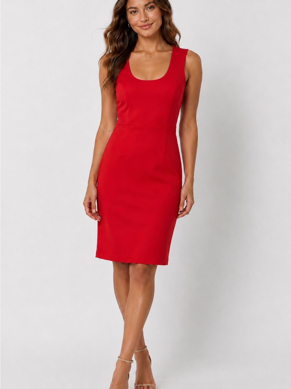 Jessica Simpson Sleeveless Scoop Midi Sheath Dress 8
